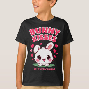 Camiseta Beijos de coelho resolvem tudo design de coelho fo