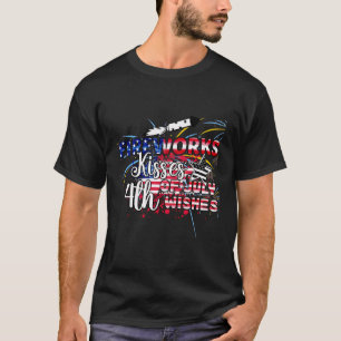 Camiseta Beijos De Fogos De Artifício 4 De Julho Desejam En