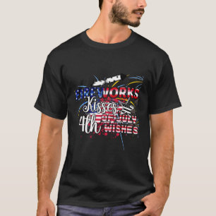 Camiseta Beijos De Fogos De Artifício 4 De Julho Desejos E 