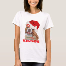 Camiseta Beijos ingleses do buldogue para o roupa do Natal