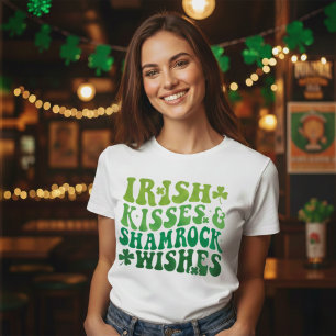 Camiseta Beijos irlandeses e Shamrock desejam o Dia das Pat