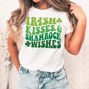 Camiseta Beijos irlandeses e Shamrock desejam o Dia das Pat