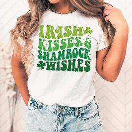 Camiseta Beijos irlandeses e Shamrock desejam o Dia das Pat