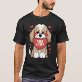 Camiseta Beijos sem Dia de os namorados de Cão Cockapoo