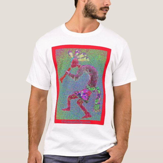 CAMISETA BEIRA VERMELHA VERMELHA MYSTICAL DE KOKOPELLI (Frente)