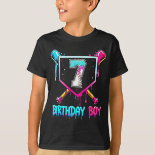 Camiseta Béisbol Menino 7 Anos Bday Sorvete Gotejamento 7º