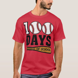 Camiseta Beisebol 100 dias de escola Feliz 100.º dia de ens