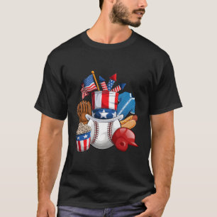 Camiseta Beisebol: Bandeira Americana Do Jogador De Beisebo