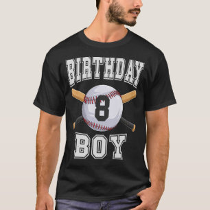 Camiseta Beisebol Birthday Boy 8 anos 8 anos 8 anos Anivers
