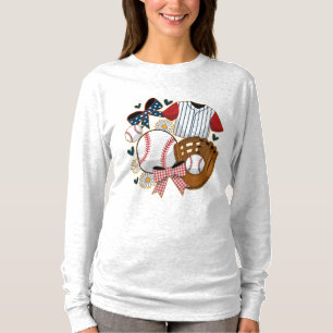 Camiseta Beisebol Coquete Fofo Estilo Patriótico Esportivo