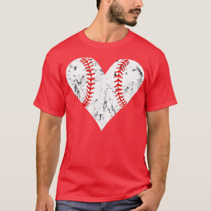 Camiseta Beisebol Coração Bonita Amor Beisebol Mulheres Sof