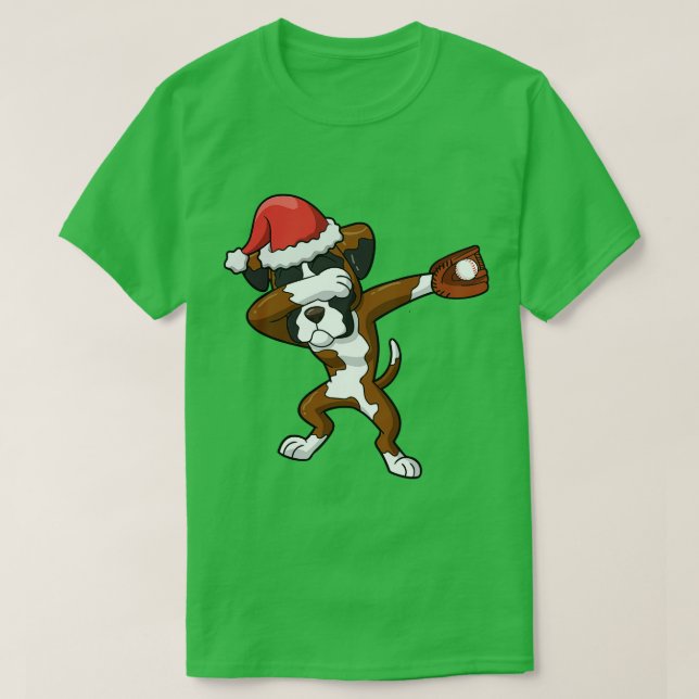 Camiseta Beisebol de Papai Noel Boxer (Frente do Design)