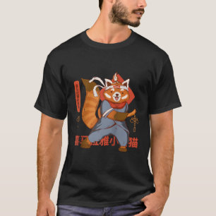 Camiseta Beisebol do Guerreiro Panda Vermelha Japonês