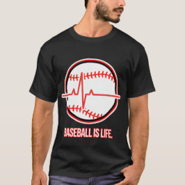 Camiseta Beisebol é Vida Batimento Cardíaco Pulso Gráfico