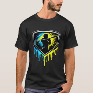 Camiseta Beisebol: Emblema do Escudo do Batedor de Neon Dri