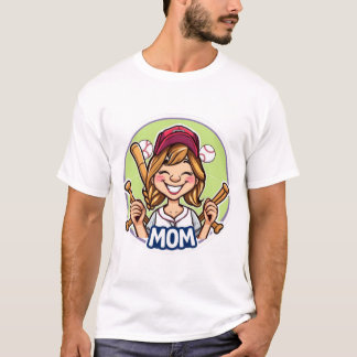 Camiseta Beisebol Engraçado Mãe Baseball Mama Beisebol Mãe