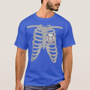 Camiseta Beisebol engraçado no coração de gaiola esquelétic