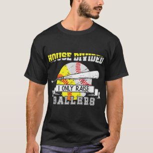 Camiseta Beisebol Engraçado Softball Dividida House Ball Mã