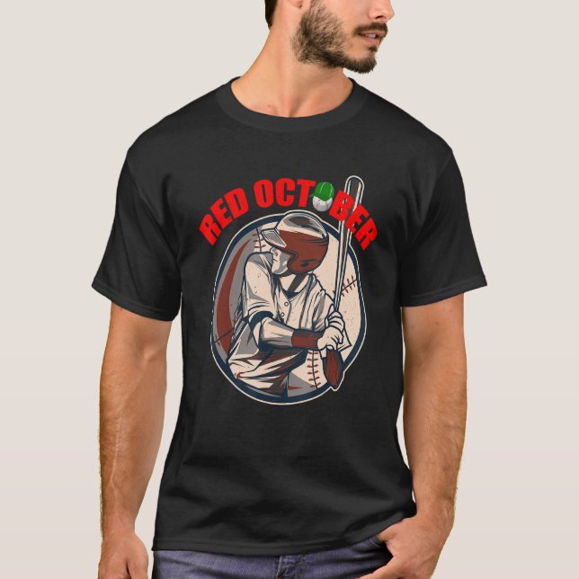 Camiseta Beisebol Filadélfia de outubro vermelho (Frente)