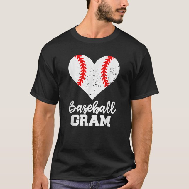 Camiseta Beisebol Gram Funny Baseball Heart Vovó Gram (Frente)