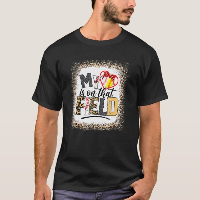 Camiseta Beisebol Leopardo Sangrado Mãe Meu Coração Está Ni (Frente)