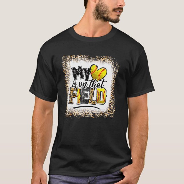 Camiseta Beisebol Leopardo Sangrado Mãe Meu Coração Está Ni (Frente)