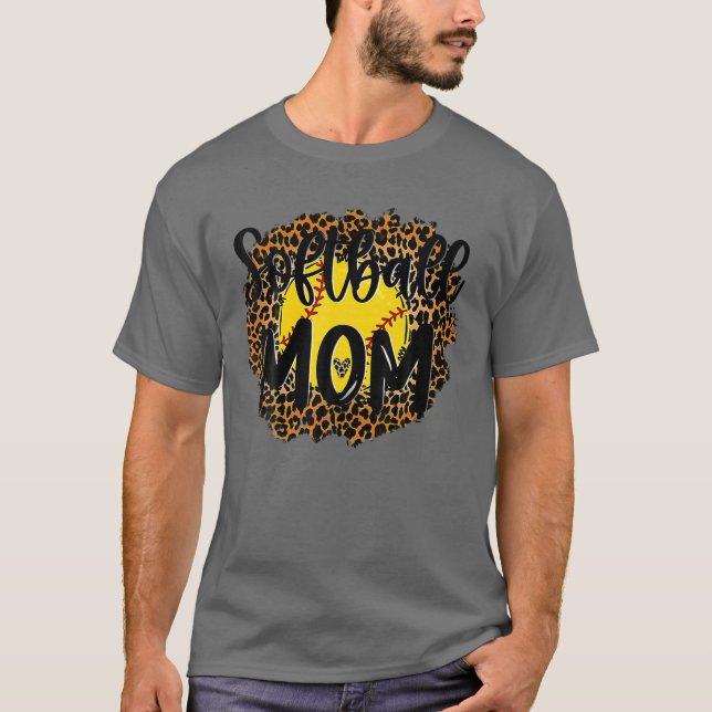 Camiseta Beisebol Mãe de Leopard Tee Softball Mãe da Mãe (Frente)