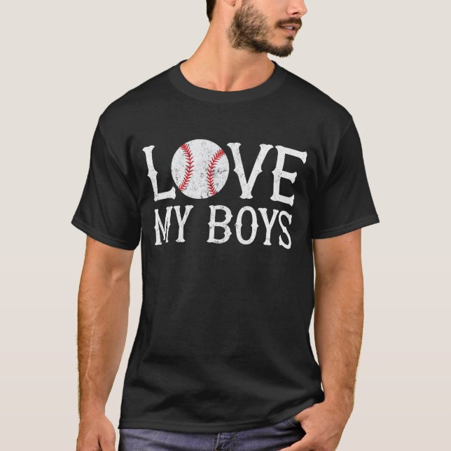 Camiseta Beisebol Mãe Eu Amo Meus Meninos (Frente)