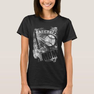 Camiseta Beisebol Mãe, Grunge Negra Baseball