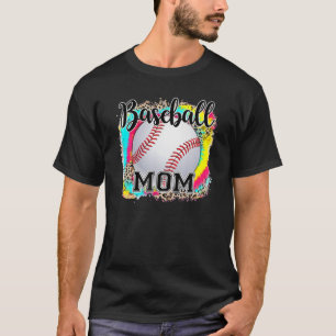 Camiseta Beisebol Mãe Leopardo Tie Dye Dia da Mãe