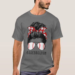 Camiseta Beisebol Mãe Mensagem Bun Orgulhosa Mama Baseball