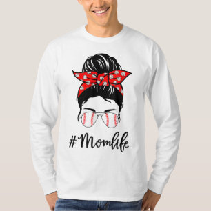 Camiseta Beisebol Mãe Vida Mistura Bun Óculos Solares Mulhe