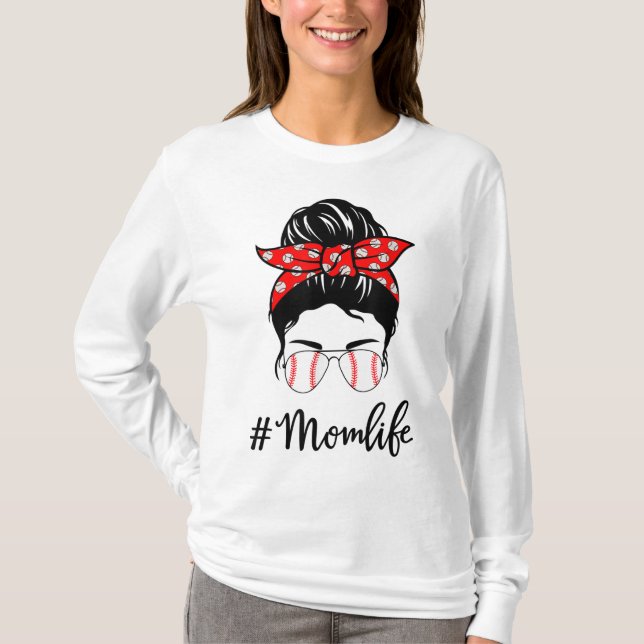 Camiseta Beisebol Mãe Vida Mistura Bun Óculos Solares Mulhe (Frente)