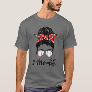 Camiseta Beisebol Mãe Vida Mistura Bun Óculos Solares Mulhe