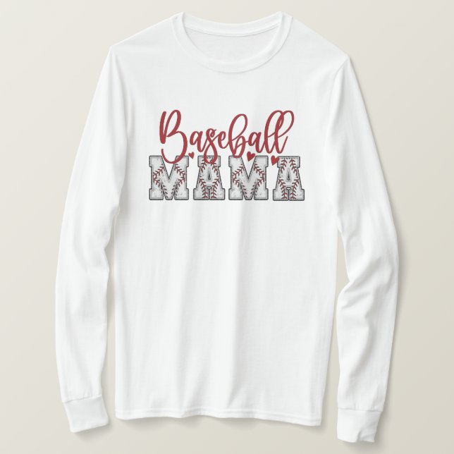 Camiseta Beisebol Mama Long Sleeve (Frente do Design)