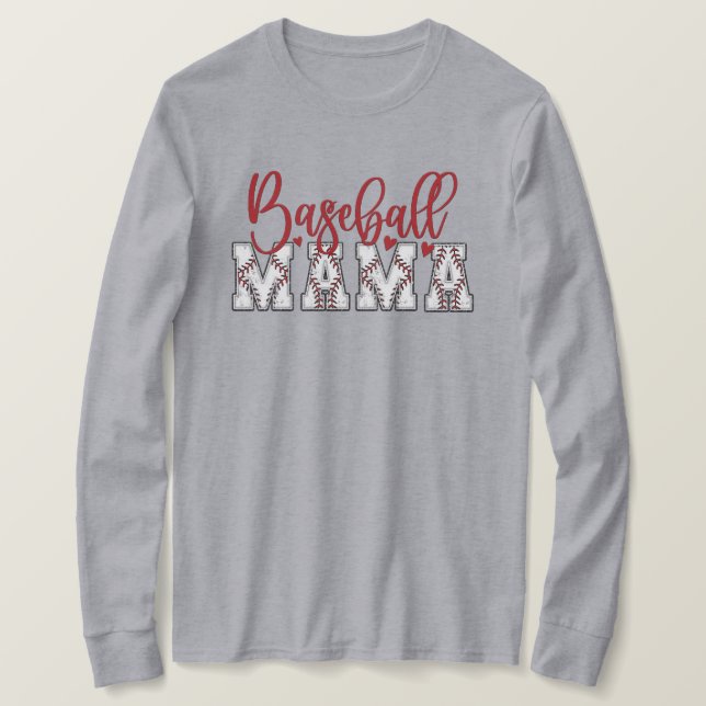 Camiseta Beisebol Mama Long Sleeve (Frente do Design)