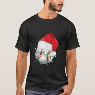 Camiseta Beisebol Natal Santa Hat Engraçado Baseball Xmas H
