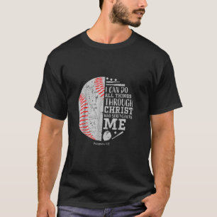 Camiseta Beisebol Posso Fazer Coisas Através De Christian W