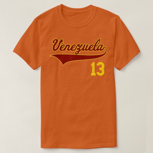 Camiseta Beisebol Retro Venezuela Vinotinto Símbolo 13 (Frente do Design)