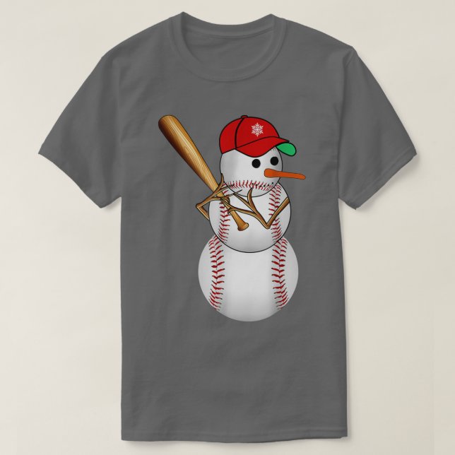 Camiseta Beisebol Snowman Bolas Neve Natal Natal Presente M (Frente do Design)
