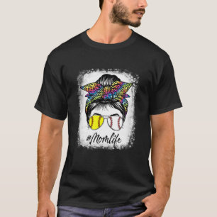 Camiseta Beisebol Softball Mãe Vida Mensageira Tie Dye Blea
