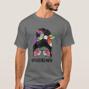 Camiseta Beisebol Softball Mãe Vida Tie Dye Mensagem Bun M