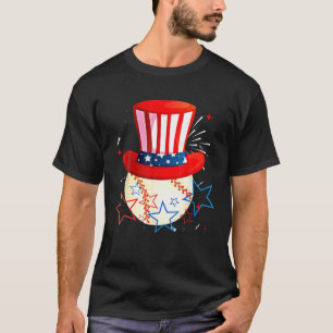 Camiseta Beisebol Tio Sam 4 De Julho Boys American Flag