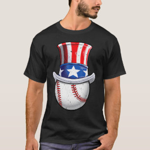 Camiseta Beisebol Tio Sam 4 de julho Boys American Flag