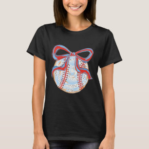 Camiseta Beisebol Vintage Com Arco De Coquete Para Meninas
