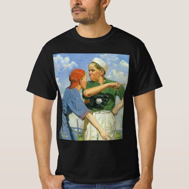 Camiseta Beisebol Vintage, Crianças, Meninos Jogando Esport (Frente)