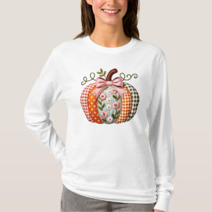 Camiseta Bela Abóbora com Padrão de Patchwork Cicatado