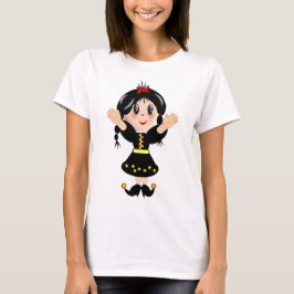 Camiseta Bela animação de menina feliz