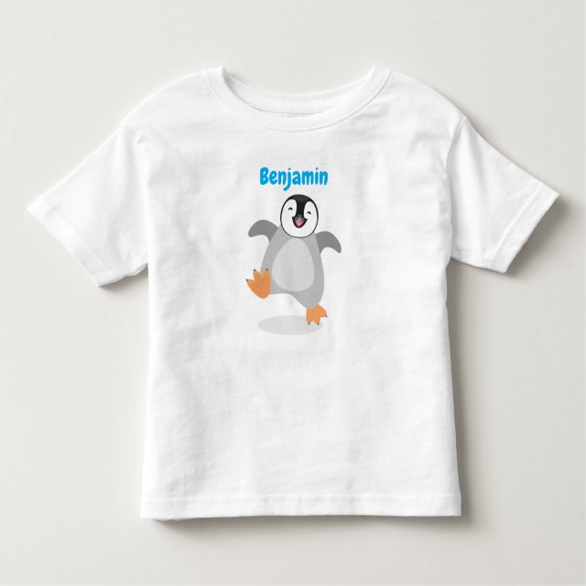 Camiseta Bela animação de pinguins feliz e esperto bebê (Frente)