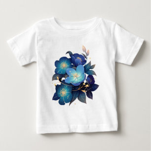 Camiseta Bela Arranjo Floral Azul Aquarela